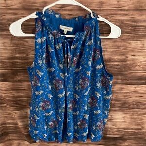 Max Studio Royal Blue Sleeveless Blouse with V-neck and Tie Front